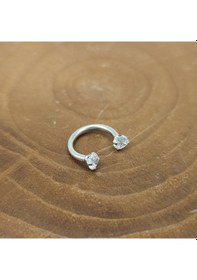 Resim Aya Tasarım Gümüş Renk Zirkon Taşlı Yarım Halka Helix/kıkırdak Piercing Gümüş 