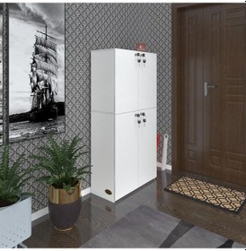 Resim Kenzlife Ayakkabılık Ayakkabı Dolabı Kilitli Gutan Byz 140 70 32 Kapaklı Ofis Dolabı İki Bölme 