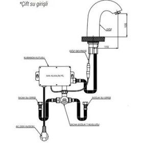 Resim Gpd Fotoselli Çift Su Girişli Lavabo Bataryası FLB10 