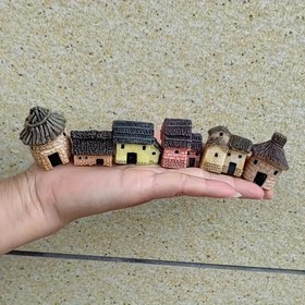 Resim 6 adet Minyatür Reçine Ev Heykelleri Seti - Kendin Yap Peri Bahçeleri, Bonsai ve Sukulent Dekorasyonu için Mükemmel, Cam Saksı Aksesuarları 