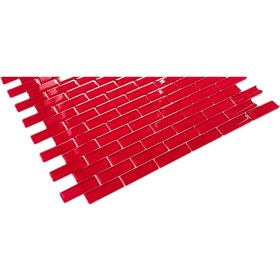 Resim Mutfak Tezgah Arası, Havuz, Banyo, Sauna, Spa, Iç ve Dış Dekorasyonda Tüm Yüzeyler Için, 15X48MM. Kırmızı, 30X30CM. Fileli Kristal Cam Mozaik. (11 File Karo = 1 M2 Fiyatıdır ) 