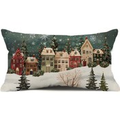 Resim 1 Adet Vintage Kış Harikalar Diyarı Bel Yastık Kılıfı - Rahat Karlı Orman Evi & Kar Tanesi Tasarımı, Noel Çiftliği Dekoru, Veranda veya Ev için Polyester Fermuarlı Yastık Kılıfı (Tek Taraflı, İçlik Yok), Kış Dekoru 