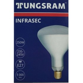 Resim Tungsram (250 W Infrared Ampul Isıtıcılı Lamba Kırmızı INF250K 
