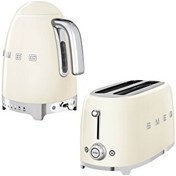 Resim Smeg KLF04CREU Krem Isı Ayarlı Kettle ve TSF02CREU 2x4 Ekmek Kızartma Makinesi Seti 