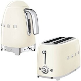 Resim Smeg KLF04CREU Krem Isı Ayarlı Kettle ve TSF02CREU 2x4 Ekmek Kızartma Makinesi Seti 