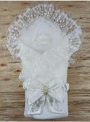 Resim Yenidoğan İpek Venüs Taç Nakışlı Delüks Kundak Bebek Battaniyesi Ekru 