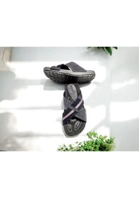 Resim Gezer Çapraz Tasarım Deri İç Taban Ev Ve Dışarı Terliği 