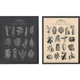 Resim Çerçeveli Resim Seti, Çok Renkli, 40x50 Cm, 2 Adet, Bahçe, Siyah 