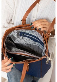 Resim Just Polo Kadın Büyük Boy 4 Bölmeli Günlük Kullanıma Uygun Tote Bag Omuz Çantası 234028mh Lacivert Taba Yeni 