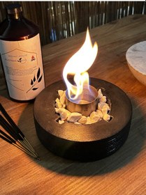 Resim Dekoratif Bio-fire V2 Siyah Masaüstü Şömine + 1 Lt Bio-ethanol Yakıt 