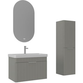 Resim Orka Procida 80 Cm Mat Kaşmir Banyo Dolabı Takımı Ve Boy Dolabı Beyaz 