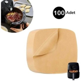 Resim MCM Group 100 Adet Air Fryer Pişirme Kağıdı Tek Kullanımlık Yağ Su Geçirmez Yapışmaz Deliksiz Düz Kare Model 