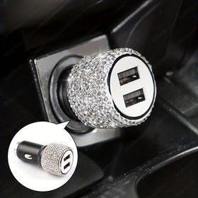 Resim Çift Portlu USB Araç Şarj Cihazı, Blingli, Hızlı Şarj Adaptörü iPhone, Xiaomi, Samsung için, 5V 2.1A, Erkek-Dişi Konnektör, Seyahat Dostu, Yüksek Hızlı Şarj, Çalışma Voltajı ≤36V Olan Araç Fişi - Pil Gerekmez. 
