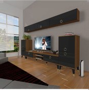 Resim Decoraktiv Eko 9 Mdf Dvd Gold Tv Ünitesi Tv Sehpası Ceviz - Siyah 