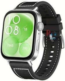 Resim Huawei Watch Fit 3 ile Uyumlu Dikiş Desenli Jazzy Spor Kordon Siyah 
