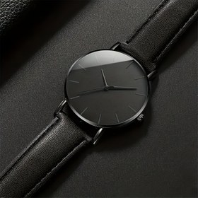 Resim Erkekler için rahat spor siyah kadran kuvars saat, PU kayışlı - Çinko alaşımlı kasa, su geçirmez olmayan, durumlar için mükemmel hediye, her gün saat|Minimalist saat|Dayanıklı saat 