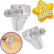 Resim Kristal Raf Pimi Şeffaf Cam Ahşap Metal Raf Tutucu Çivisi Mobilya Dolap Pimi 25 Adet 