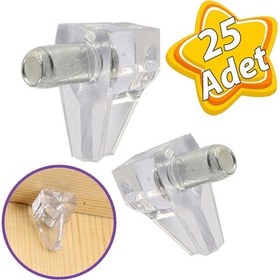 Resim Kristal Raf Pimi Şeffaf Cam Ahşap Metal Raf Tutucu Çivisi Mobilya Dolap Pimi 25 Adet 