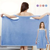 Resim 1 adet Kadınlar için hızlı kuruyan cep ve fiyonklu havlalı banyo havlusu - süper emici yumuşak polyester banyo eteği, taşınabilir sarım tasarımı - seyahat ve açık hava aktiviteleri için ideal tatil hediyesi 