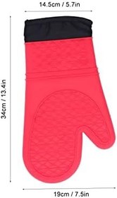 Resim Ev Mutfak Pişirme Güvenli Kullanım için Isıya Dayanıklı Silikon Fırın Eldiveni (Kırmızı) 