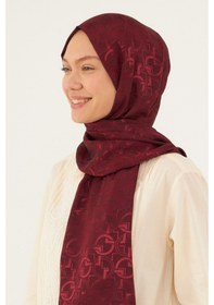Resim Mirsoy Scarf Daka Desen Parlak Jakar Şal - Bordo Bordo 