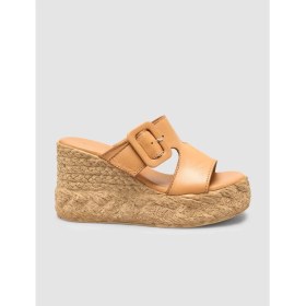 Resim Cabani %100 Hakiki Deri Taba Dolgu Topuk Kadın Terlik 