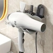 Resim 2’si 1 Arada Duvara Monte Saç Kurutma Makinesi Saklama Rafı - Çok Fonksiyonlu Banyo Organizatörü, Tarak ve Fırça Tutucu, Dayanıklı Plastik Tasarım, Güzellik Araçları, Sanat Malzemeleri, El İşi İçin (Beyaz/Siyah), Ev Düzenleyici, Kompakt Tutucu, Kolay Montaj, Minimalist Tasarım, Yüksek Kaliteli Tutucu, Küçük Alanlar İçin, Duvar Tipi 