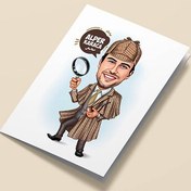 Resim Erkek Dedektif Karikatürlü Tebrik Kartı 
