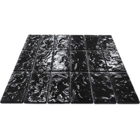 Resim MozaiKristaL Mutfak Tezgah Arası, Banyo, Havuz, Sauna, Spa ve Yaşam Alanlarının Tüm Yüzeyleri Için Kaya Deseni Yüzeyli, 30X30 cm Fileli Siyah Kristal Cam Mozaik. ( 1 m2 fiyatıdır ) 