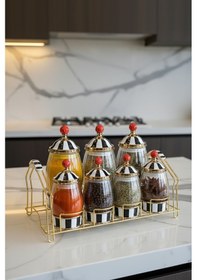 Resim Kapris Harmony 15 Parça Desenli Cam Baharat Seti Lvn 39741 Şeffaf 