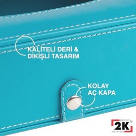 Resim 2K Suni Deri Peçetelik Mendil Kutusu 13 * 24 * 6 cm. Turkuaz 