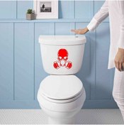 Resim cnpromosyon Gaz Maskesi Silüeti Dekoratif Wc Klozet Sticker, Çıkartma, Etiket Kırmızı 