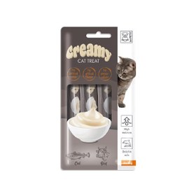 Resim M-Pets Creamy Morina Balıklı ve Sığır Etli Sıvı Kedi Ödülü 1 Adet 4x15 Gr 