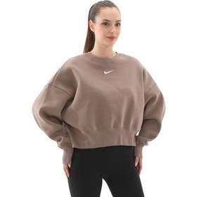 Resim Nike W Nsw Phnx Flc Oos Crew Kadın Sweatshirt Kahve 