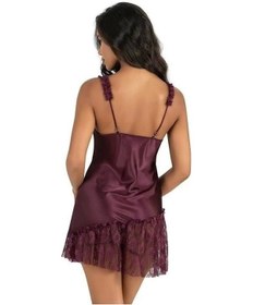 Resim Moon Wear Mürdüm Kısa Saten Gecelik 8238 Mürdüm 