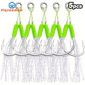 Resim HQZOOMEE 5 adet Çift Balıkçılık Yardımcı saç tokası Kiti Jig Yardımcı Parlayan saç tokası Yavaş Hızlı Düşüş Jigleri Balıkçılık saç tokası için Kurşun Dikey Jigging Yemleri 