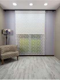 Resim donatti perde NOVA Serisi - Üç Yaprak Desenli Çift Mekanizmalı Beyaz Perde 120 x 260 