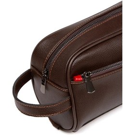 Resim Tuldar Erkek Deri Portföy Clutch Traş Kozmetik Bakım Ve Günlük El Çantası Tul374 Kahverengi - Siyah 