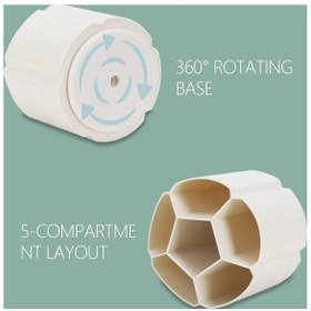 Resim 360 Derece Dönebilen 6 Gözlü Kaşıklık Makyaj Düzenleme Kalemlik 1 Adet Çok Renkli 