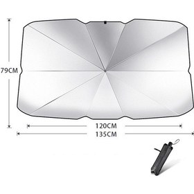 Resim Katlanabilir Araba Ön Cam Güneş Koruyucu Şemsiye135 120 79cm 