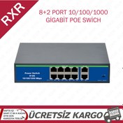 Resim 8+2 Port Poe Gigabit Network Ip Kamera Için 8 Port Swich 