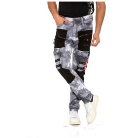 Resim CD805 Parçalı Kargo Cep Batik Renk Jeans Gri 