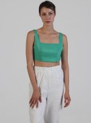 Resim MONANNEE %100 Keten Yeşil Croptop 