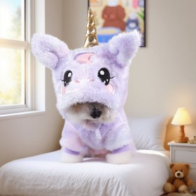 Resim Kışlık Sıcak Evcil Hayvan Kostümü - Mor & Pembe Detaylı Sevimli Unicorn, Çıtçıtlı Düğme Kapamalı, Küçük Köpekler & Kediler İçin Yumuşak Polyester Kıyafet - Cadılar Bayramı, Noel, Fotoğraf Çekimleri İçin Soğuk Hava Giyim - Kolay Giyilebilir Kostüm, Tatil Evcil Hayvan Giyim, Eğlenceli Tasarım, Rahat Kesim, Köpek Severler, Köpek Cadılar Bayramı Kostümü Unicorn, Köpek İçin Unicorn Kostümü, Unicorn Köpek Kostümü, Köpek Unicorn Kostümü, Köpek Giyim, Köpek İçin Cadılar Bayramı Kostümü, Köpek Aksesuar 
