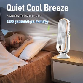 Resim Çift Motorlu Taşınabilir Klima Fanı, 5 Hız Ayarı, 720° Döndürme, USB Güçlü, 25dB Altında Ultra-Sessiz Çalışma, Ofis, Seyahat, Kamp, Karavan İçin İdeal - Mükemmel Noel ve Sevgililer Günü Hediyesi, Karavan Aksesuarları 