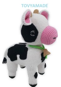 Resim Amigurumi İnek,el Yapımı Amigurumi İnek Oyuncak Açık Kahverengi - Beyaz 