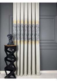 Resim Fon Perde Pano Fonluk Nilo Desen - Açık Taş-gold-gri Çok Renkli 