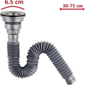 Resim Muffmatik Metal Ağızlı Körüklü Lavabo Mutfak Sifonu Lavabo Gider Borusu 1. Kalite Gri 