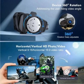 Resim Hayat Store Q28 Motosiklet Kask Bluetooth Kulaklık 1080P Kamera Interkom Kulaklık Su Geçirmez Intercom - Lisinya 