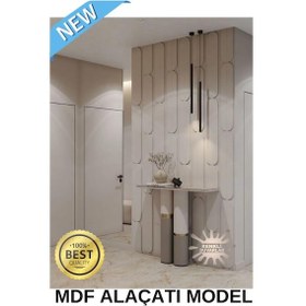 Resim Alacatı Model Mdf Duvar Paneli 1 Adet 40x40cm Dekoratif Duvar Çıtası Ahşap Panel Boyanabilir Ham Mdf 